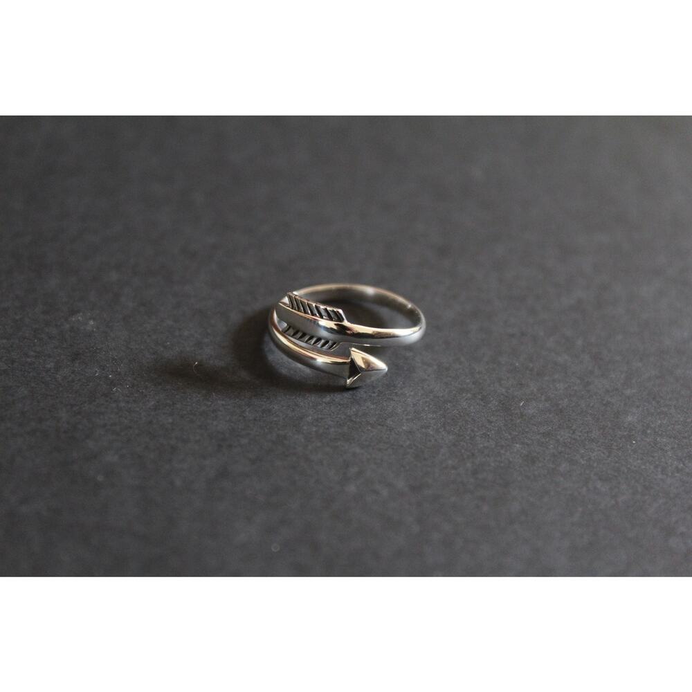 Sterling Silver Adjustable Ring - Arrow Ring, Sil… - image 1